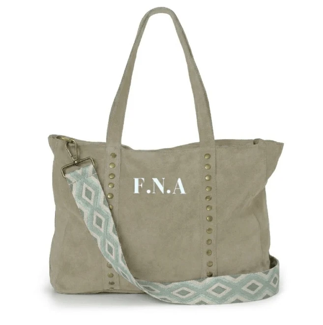 Bolso de ante Manzoni personalizado en color Beige